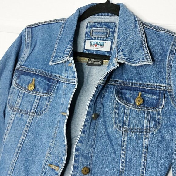 𝅺vintage LONG FITTED DENIM JEAN JACKET - Picture 3 of 4